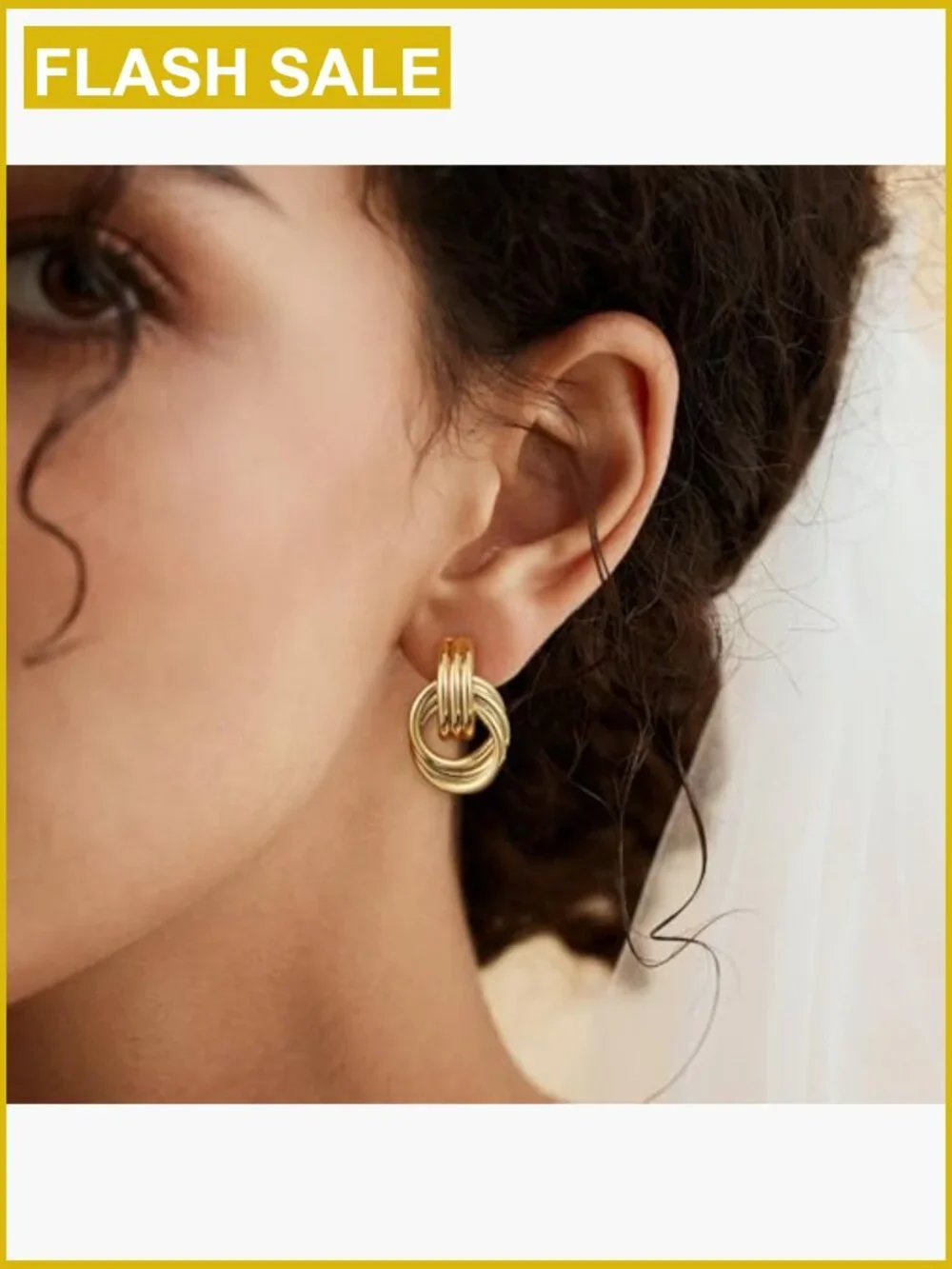 Gold Plated Knot Drop Dangle Earrings Lightweight Hypoallergenic Statement